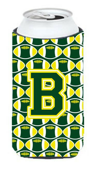 Letter B Football Green and Yellow Tall Boy Beverage Insulator Hugger CJ1075-BTBC by Caroline's Treasures