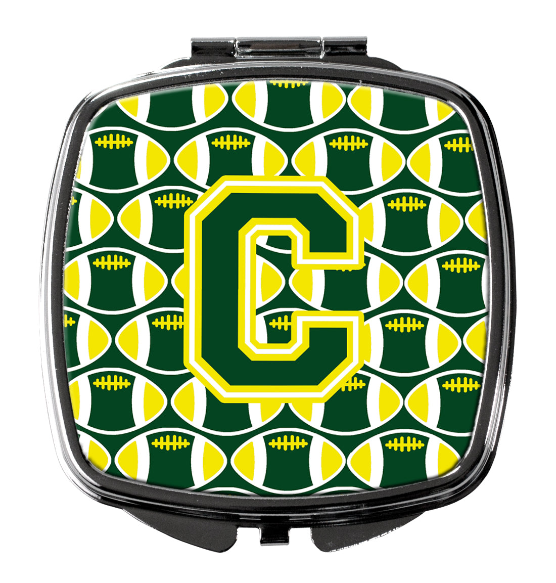 Letter C Football Green and Yellow Compact Mirror CJ1075-CSCM  the-store.com.