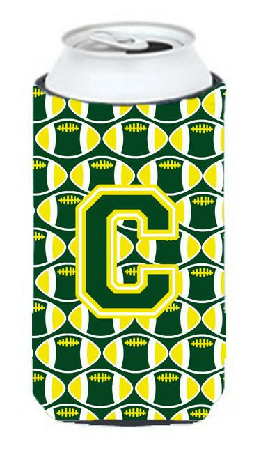 Letter C Football Green and Yellow Tall Boy Beverage Insulator Hugger CJ1075-CTBC by Caroline&#39;s Treasures