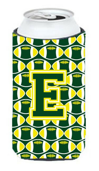 Letter E Football Green and Yellow Tall Boy Beverage Insulator Hugger CJ1075-ETBC by Caroline's Treasures