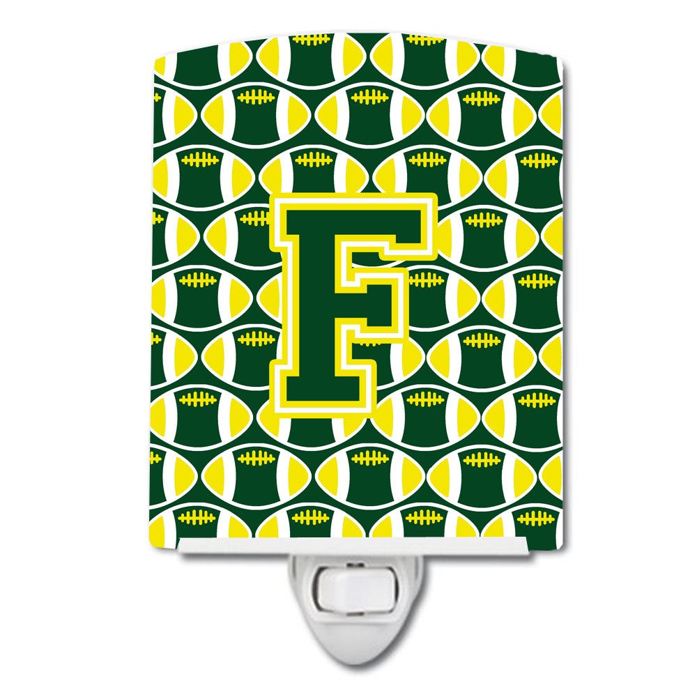 Letter F Football Green and Yellow Ceramic Night Light CJ1075-FCNL - the-store.com