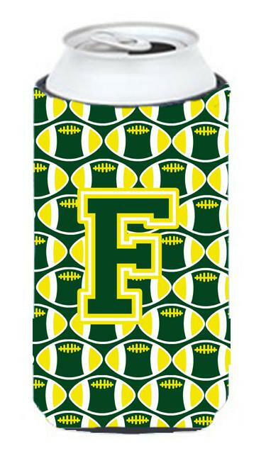 Letter F Football Green and Yellow Tall Boy Beverage Insulator Hugger CJ1075-FTBC by Caroline's Treasures