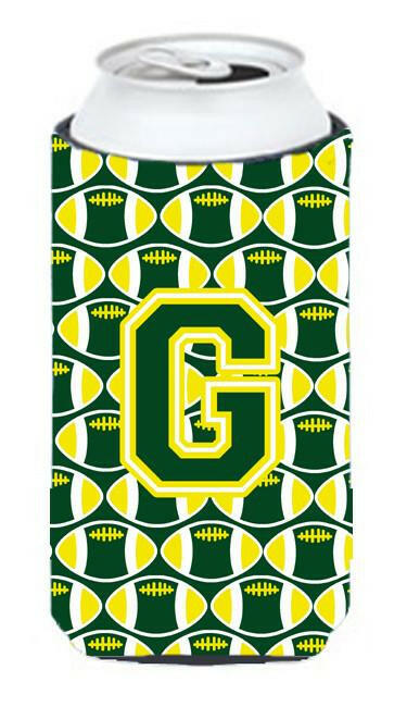 Letter G Football Green and Yellow Tall Boy Beverage Insulator Hugger CJ1075-GTBC by Caroline's Treasures