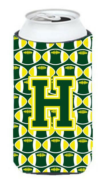 Letter H Football Green and Yellow Tall Boy Beverage Insulator Hugger CJ1075-HTBC by Caroline's Treasures