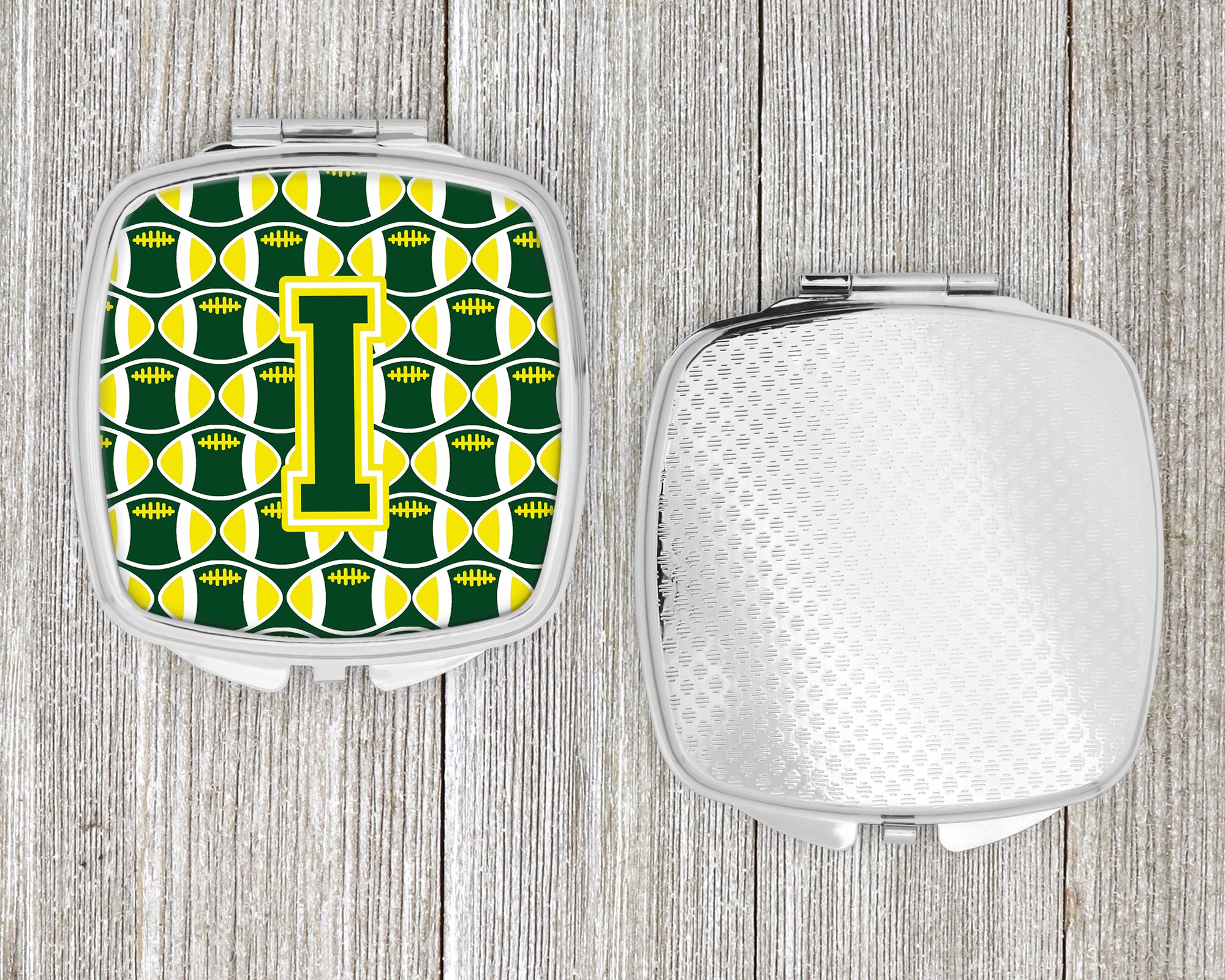 Letter I Football Green and Yellow Compact Mirror CJ1075-ISCM  the-store.com.