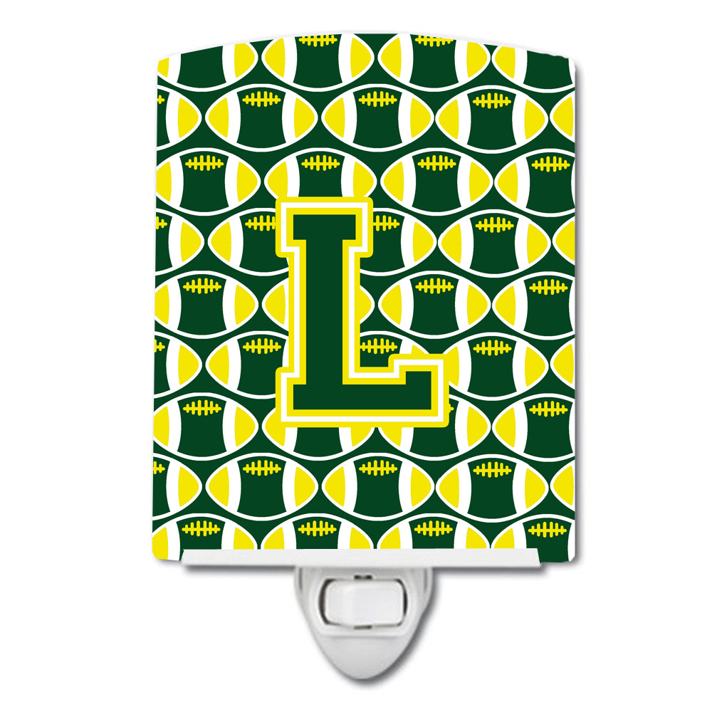 Letter L Football Green and Yellow Ceramic Night Light CJ1075-LCNL - the-store.com