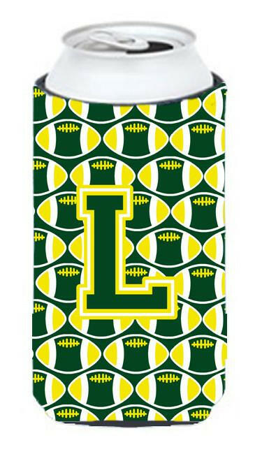 Letter L Football Green and Yellow Tall Boy Beverage Insulator Hugger CJ1075-LTBC by Caroline&#39;s Treasures