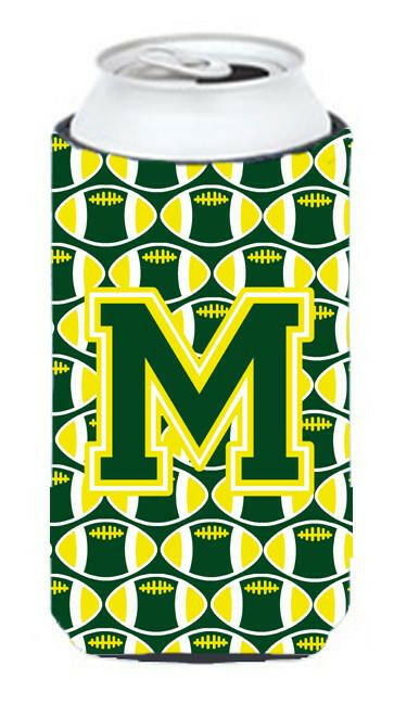 Letter M Football Green and Yellow Tall Boy Beverage Insulator Hugger CJ1075-MTBC by Caroline&#39;s Treasures