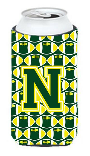 Letter N Football Green and Yellow Tall Boy Beverage Insulator Hugger CJ1075-NTBC by Caroline&#39;s Treasures