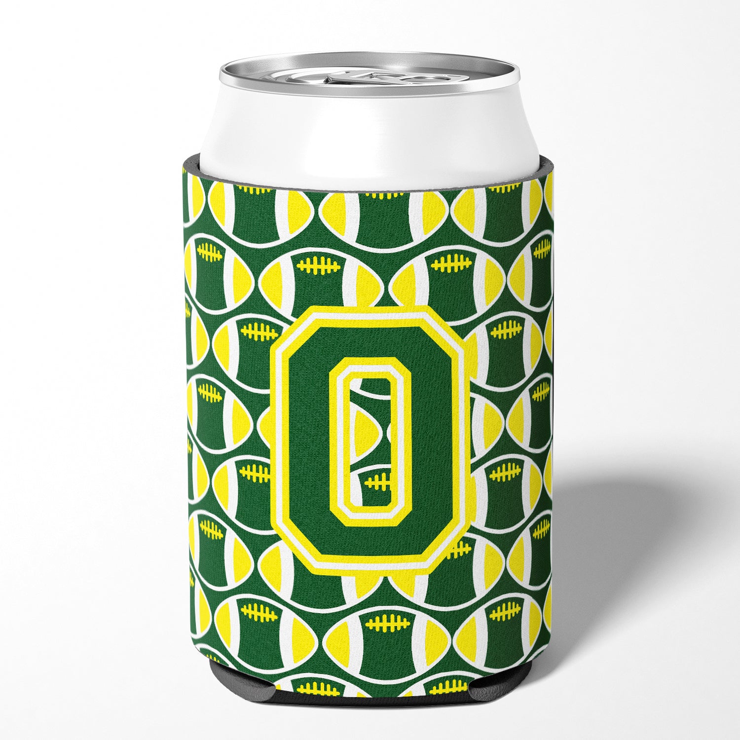 Letter O Football Green and Yellow Can or Bottle Hugger CJ1075-OCC.