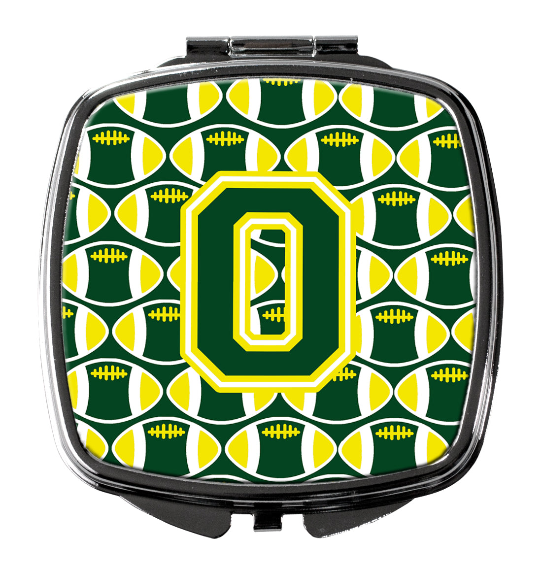 Letter O Football Green and Yellow Compact Mirror CJ1075-OSCM  the-store.com.