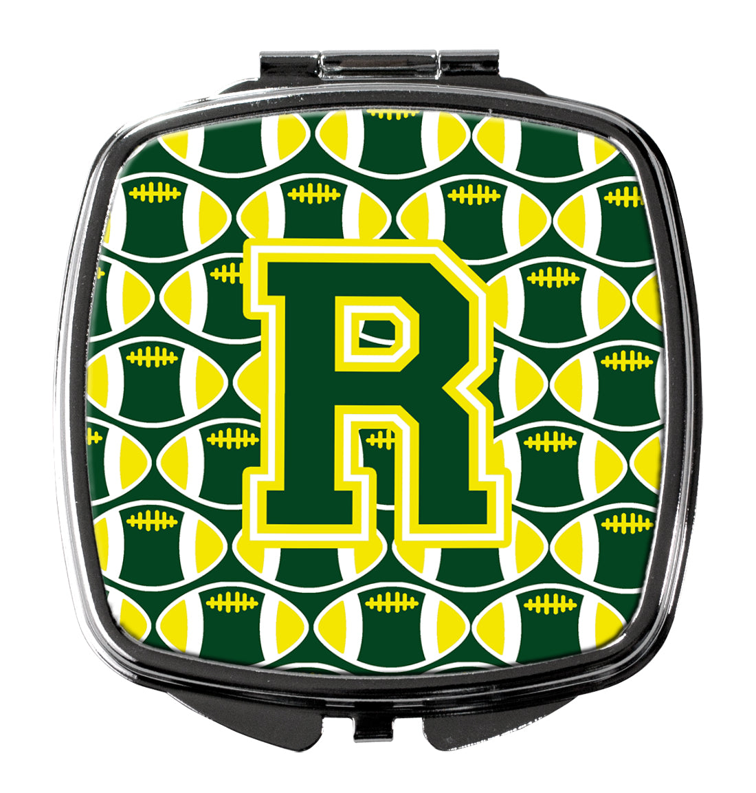 Letter R Football Green and Yellow Compact Mirror CJ1075-RSCM  the-store.com.