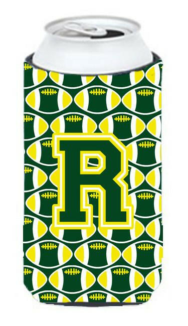 Letter R Football Green and Yellow Tall Boy Beverage Insulator Hugger CJ1075-RTBC by Caroline's Treasures