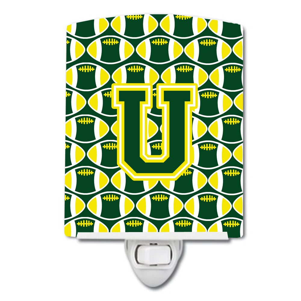 Letter U Football Green and Yellow Ceramic Night Light CJ1075-UCNL - the-store.com