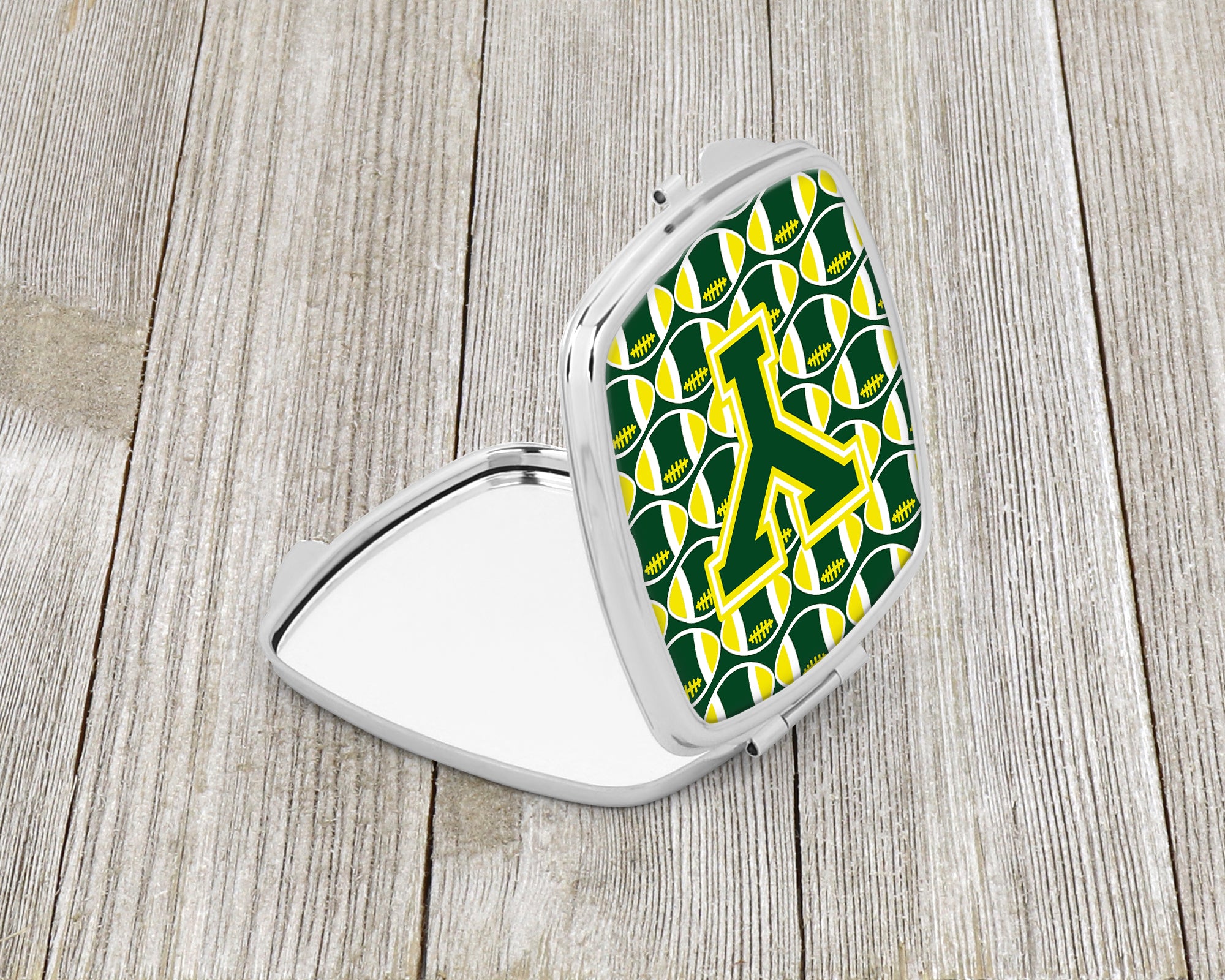 Letter Y Football Green and Yellow Compact Mirror CJ1075-YSCM  the-store.com.