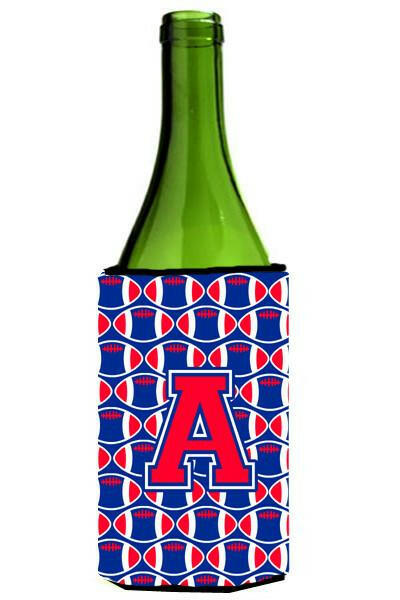 Letter A Football Crimson and Yale Blue Wine Bottle Beverage Insulator Hugger CJ1076-ALITERK by Caroline&#39;s Treasures