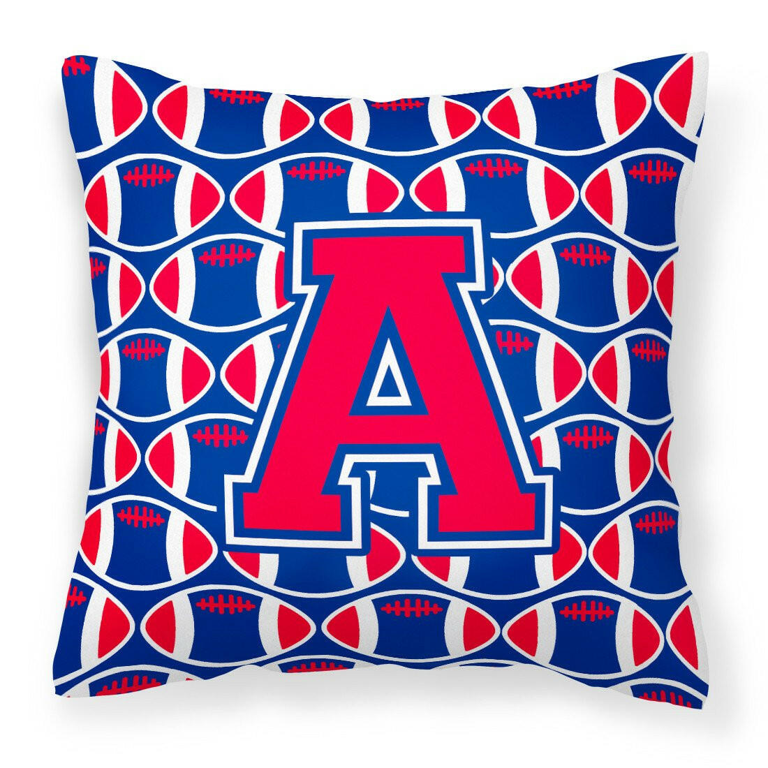 Letter A Football Harvard Crimson and Yale Blue Fabric Decorative Pillow CJ1076-APW1414 by Caroline's Treasures