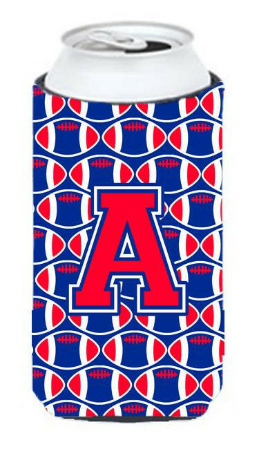 Letter A Football Crimson and Yale Blue Tall Boy Beverage Insulator Hugger CJ1076-ATBC by Caroline's Treasures