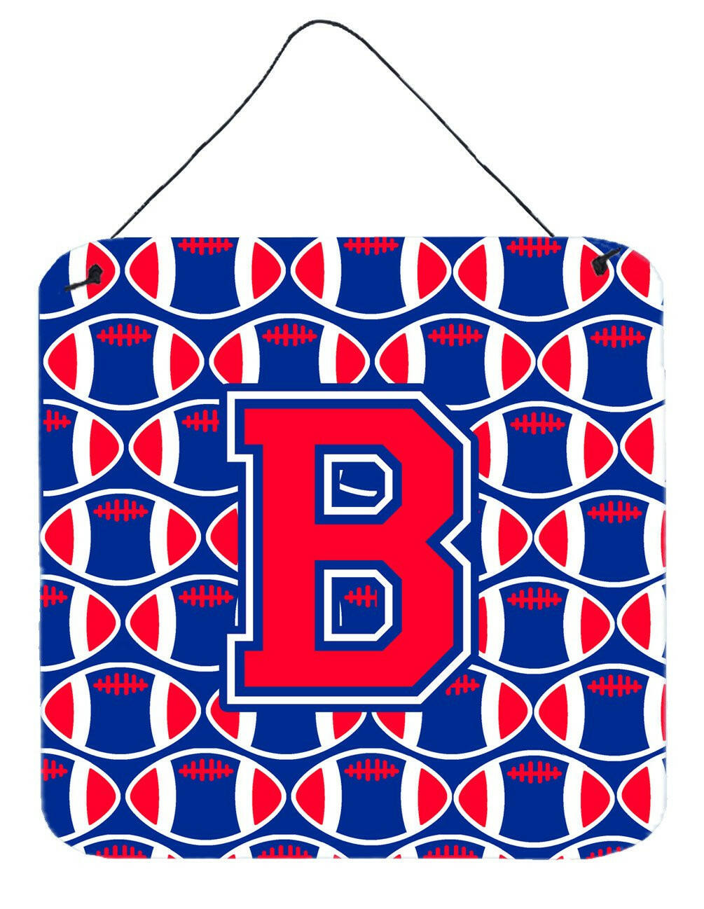 Letter B Football Harvard Crimson and Yale Blue Wall or Door Hanging Prints CJ1076-BDS66 by Caroline's Treasures