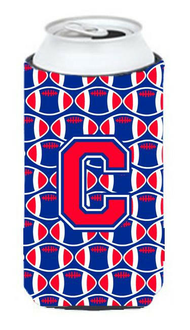 Letter C Football Crimson and Yale Blue Tall Boy Beverage Insulator Hugger CJ1076-CTBC by Caroline's Treasures