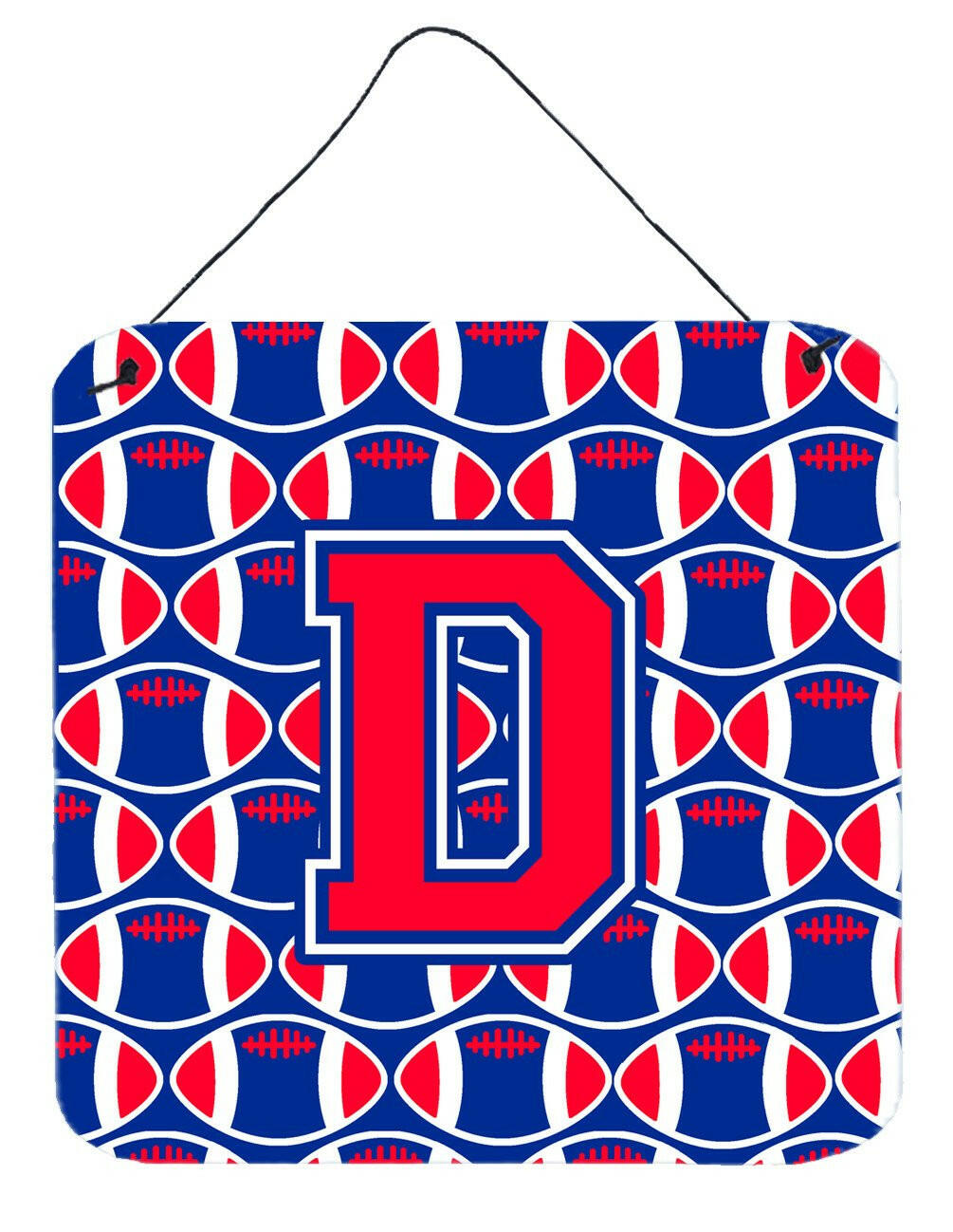 Letter D Football Harvard Crimson and Yale Blue Wall or Door Hanging Prints CJ1076-DDS66 by Caroline's Treasures