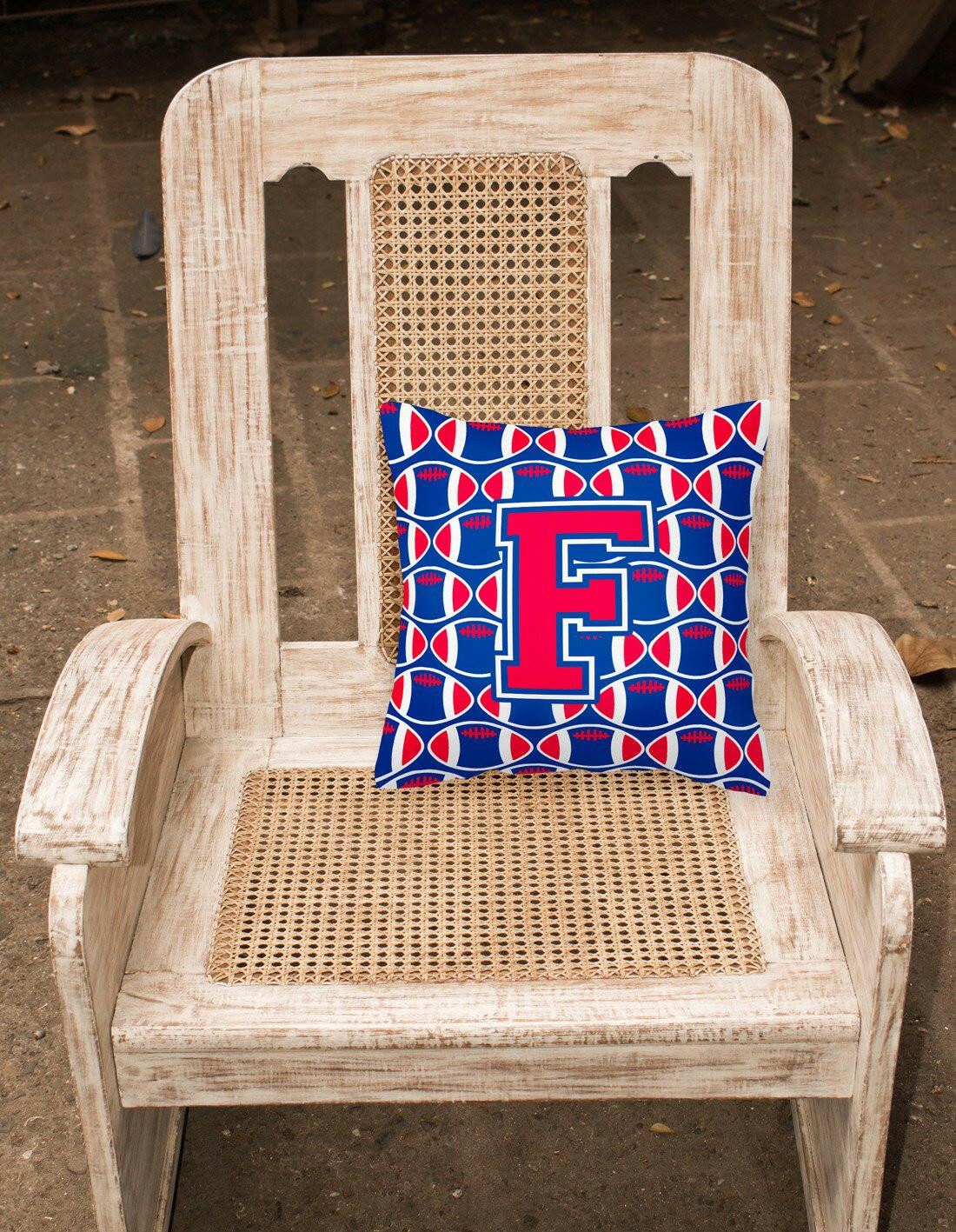 Letter F Football Harvard Crimson and Yale Blue Fabric Decorative Pillow CJ1076-FPW1414 by Caroline's Treasures