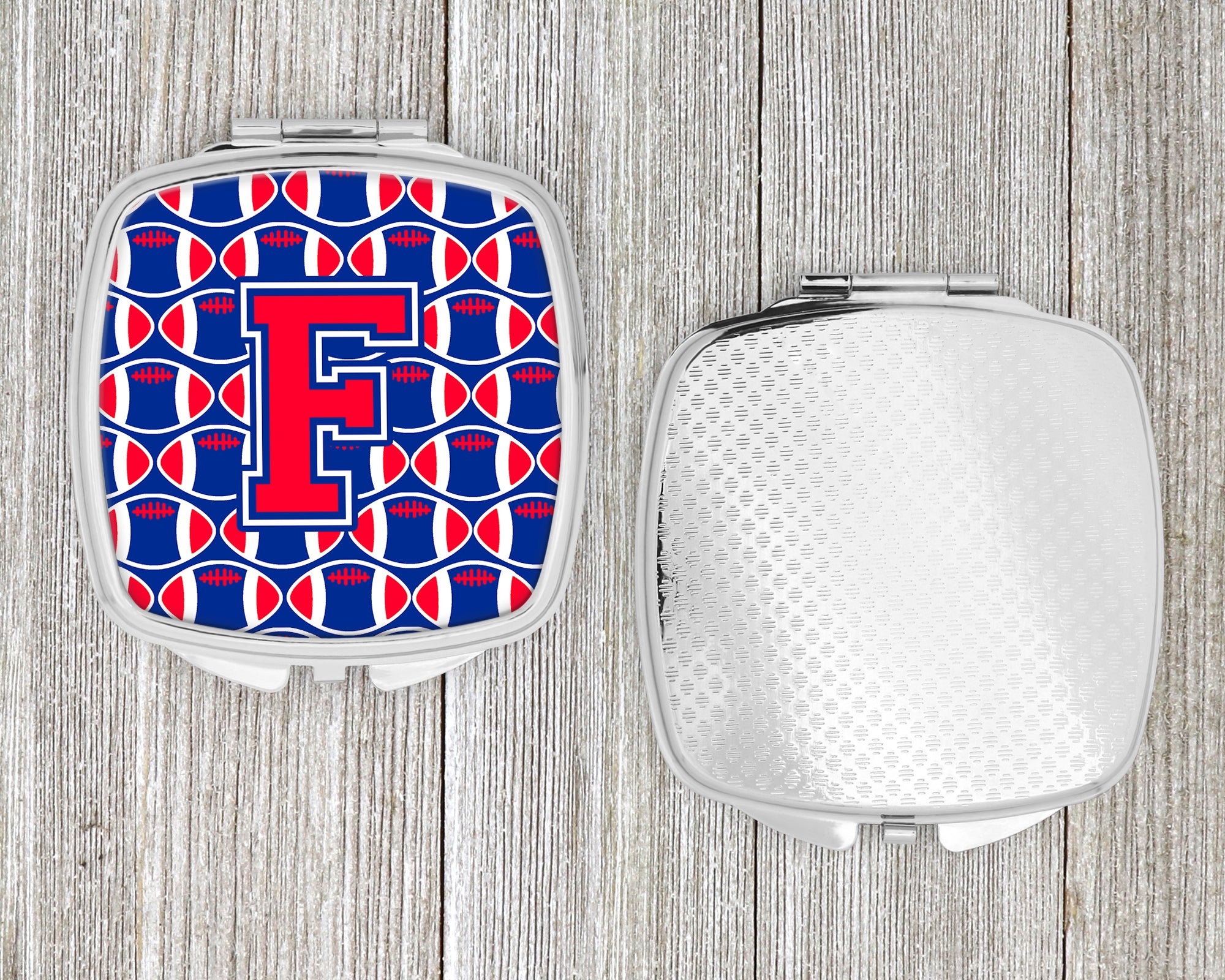 Letter F Football Harvard Crimson and Yale Blue Compact Mirror CJ1076-FSCM  the-store.com.