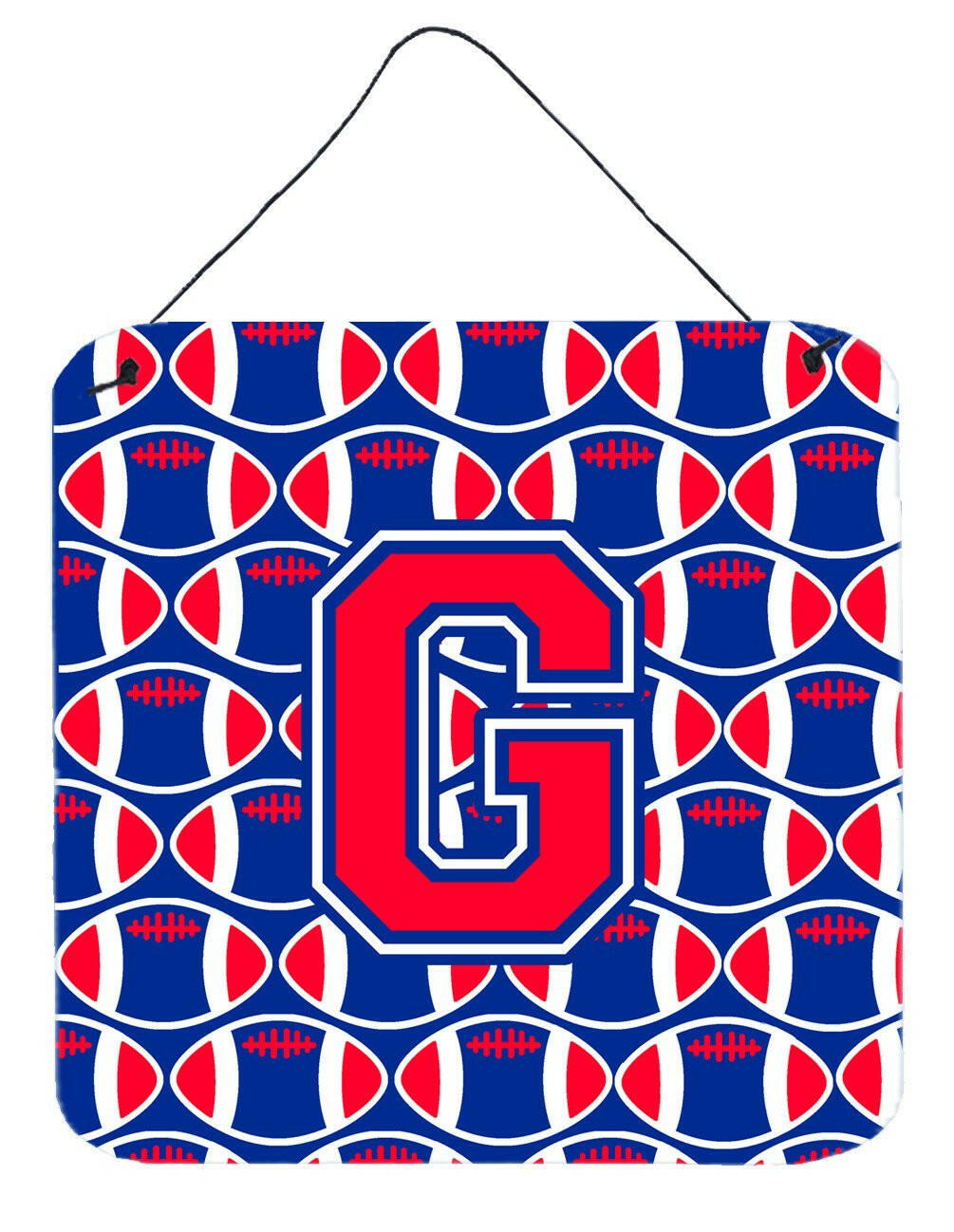 Letter G Football Harvard Crimson and Yale Blue Wall or Door Hanging Prints CJ1076-GDS66 by Caroline&#39;s Treasures