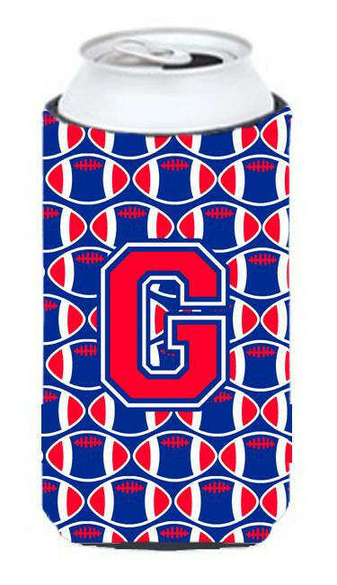 Letter G Football Crimson and Yale Blue Tall Boy Beverage Insulator Hugger CJ1076-GTBC by Caroline's Treasures