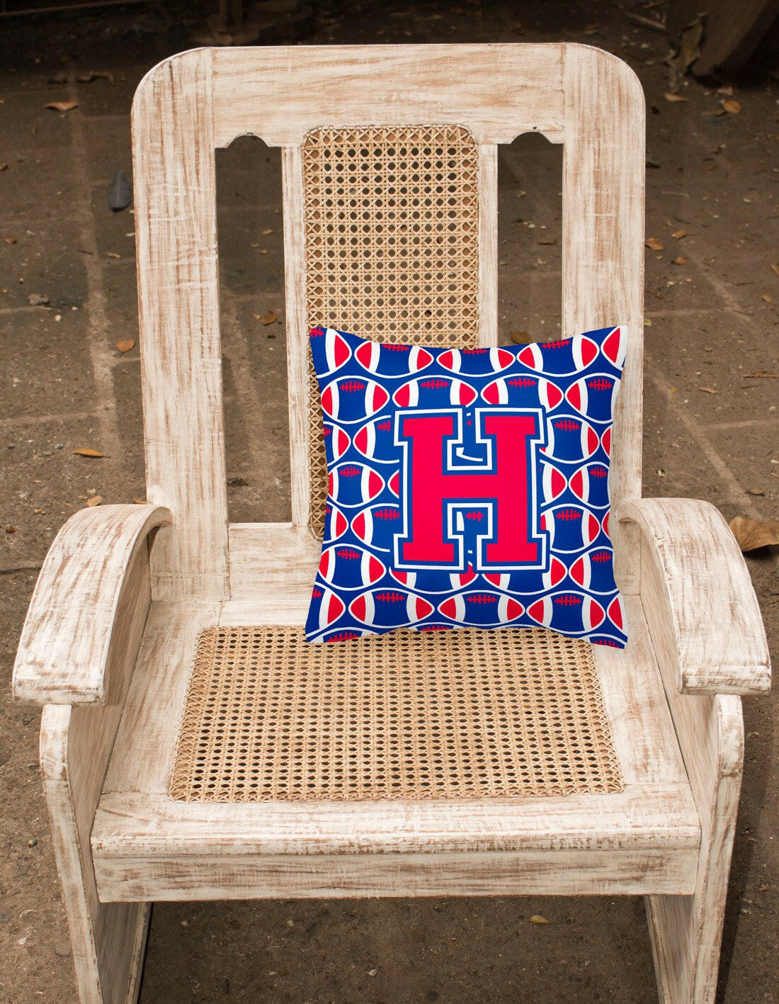 Letter H Football Harvard Crimson and Yale Blue Fabric Decorative Pillow CJ1076-HPW1414 by Caroline's Treasures