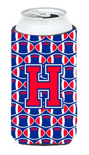 Letter H Football Crimson and Yale Blue Tall Boy Beverage Insulator Hugger CJ1076-HTBC by Caroline's Treasures