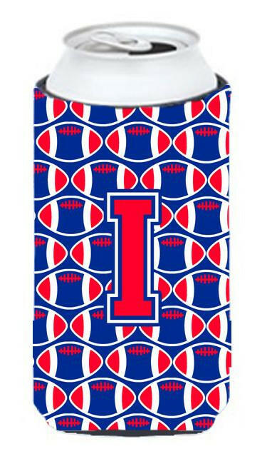 Letter I Football Crimson and Yale Blue Tall Boy Beverage Insulator Hugger CJ1076-ITBC by Caroline's Treasures