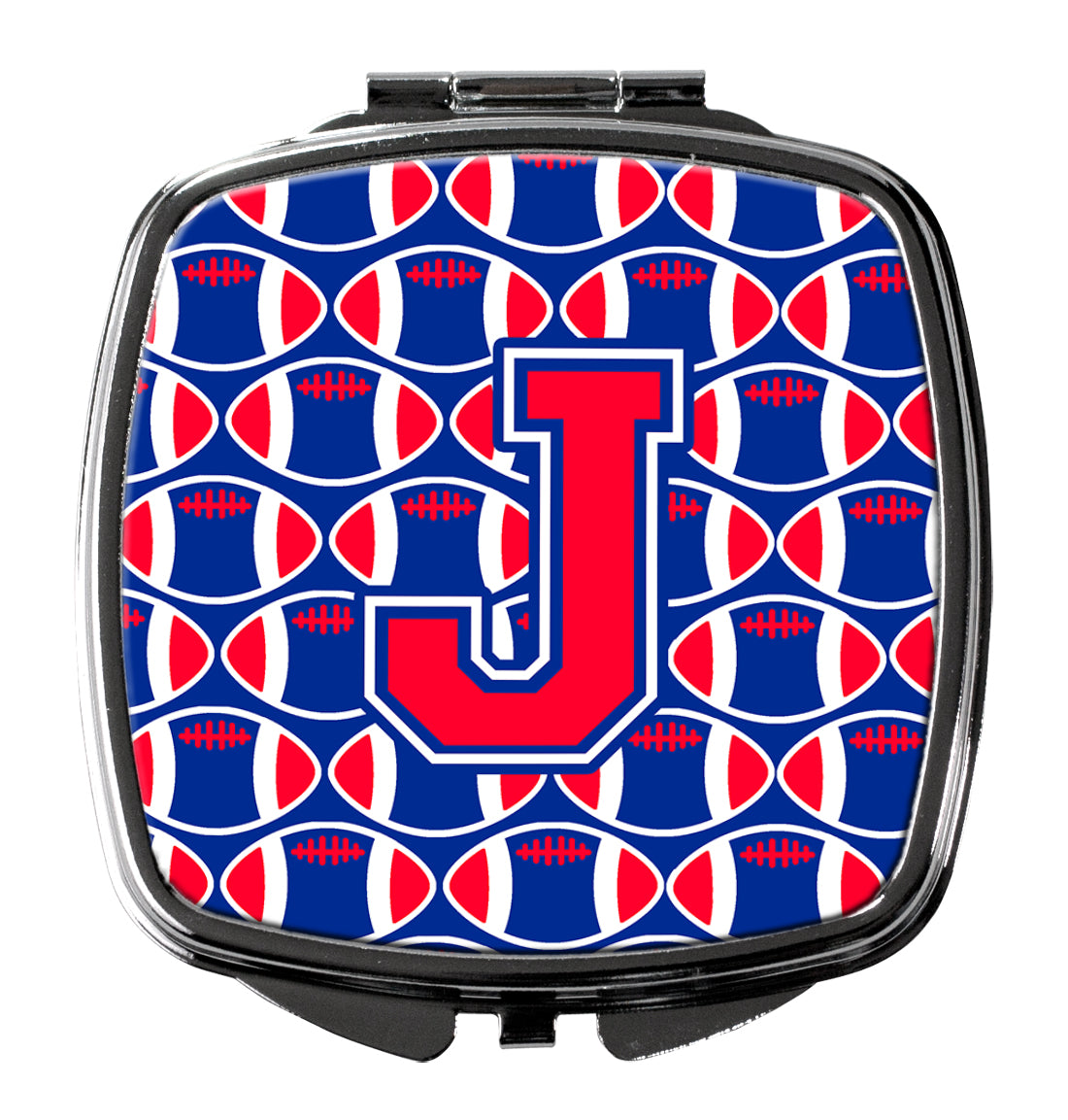 Letter J Football Harvard Crimson and Yale Blue Compact Mirror CJ1076-JSCM  the-store.com.