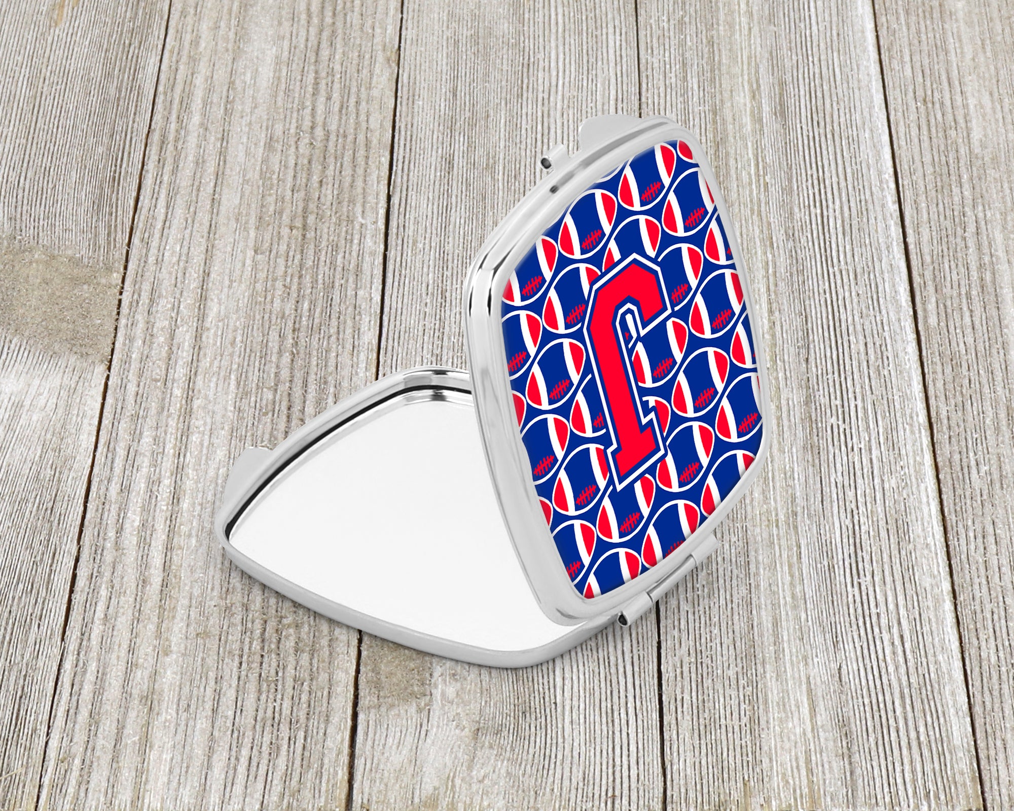 Letter J Football Harvard Crimson and Yale Blue Compact Mirror CJ1076-JSCM  the-store.com.