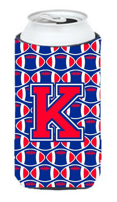 Letter K Football Crimson and Yale Blue Tall Boy Beverage Insulator Hugger CJ1076-KTBC by Caroline's Treasures