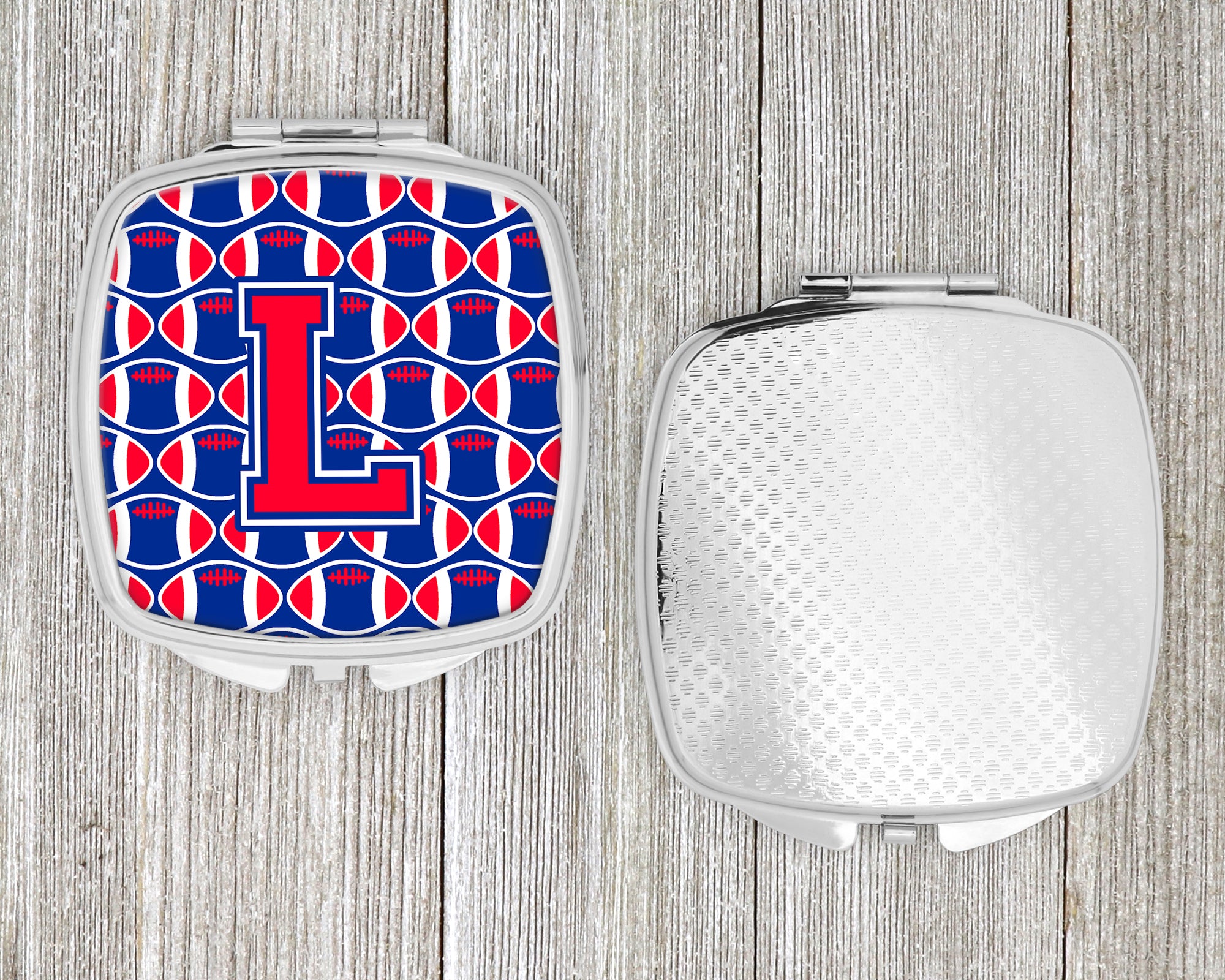 Letter L Football Harvard Crimson and Yale Blue Compact Mirror CJ1076-LSCM  the-store.com.