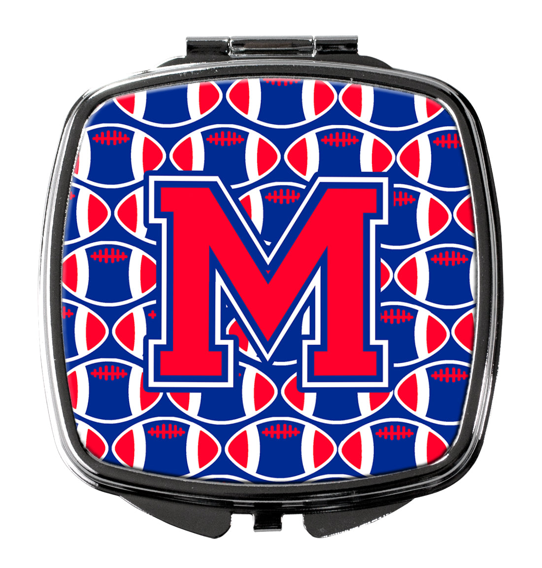 Letter M Football Harvard Crimson and Yale Blue Compact Mirror CJ1076-MSCM  the-store.com.