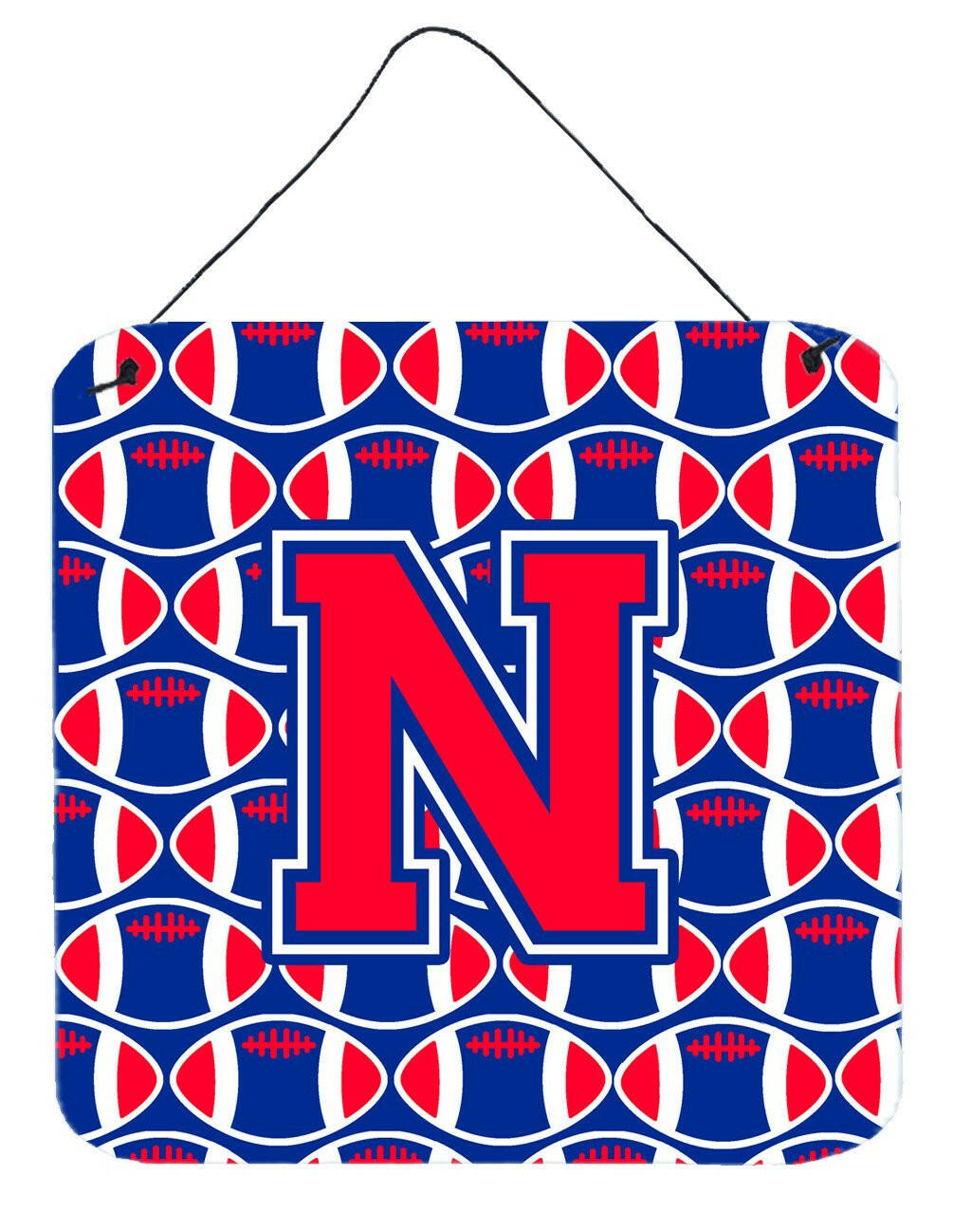 Letter N Football Harvard Crimson and Yale Blue Wall or Door Hanging Prints CJ1076-NDS66 by Caroline's Treasures