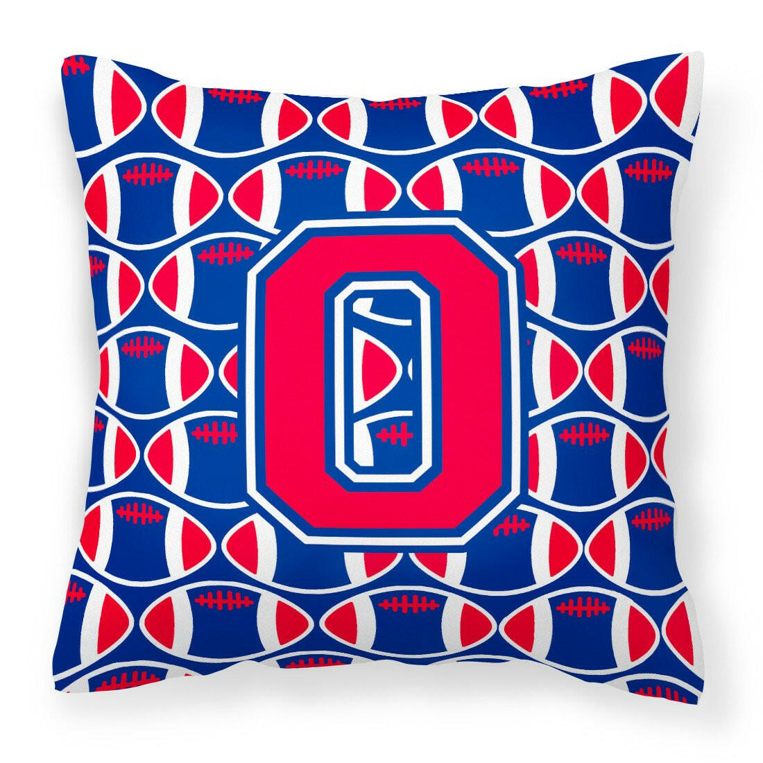 Letter O Football Harvard Crimson and Yale Blue Fabric Decorative Pillow CJ1076-OPW1414 by Caroline's Treasures