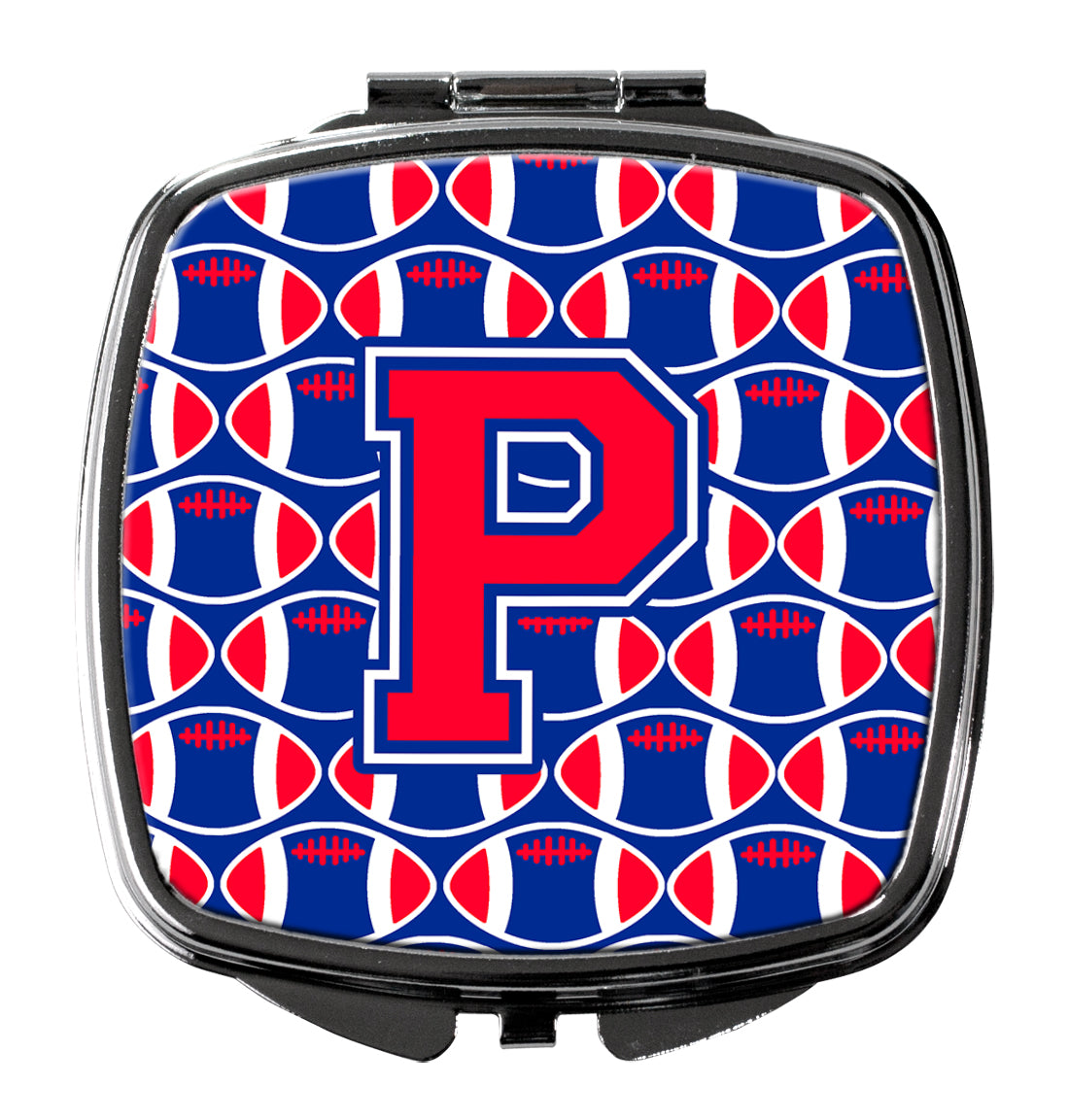 Letter P Football Harvard Crimson and Yale Blue Compact Mirror CJ1076-PSCM  the-store.com.