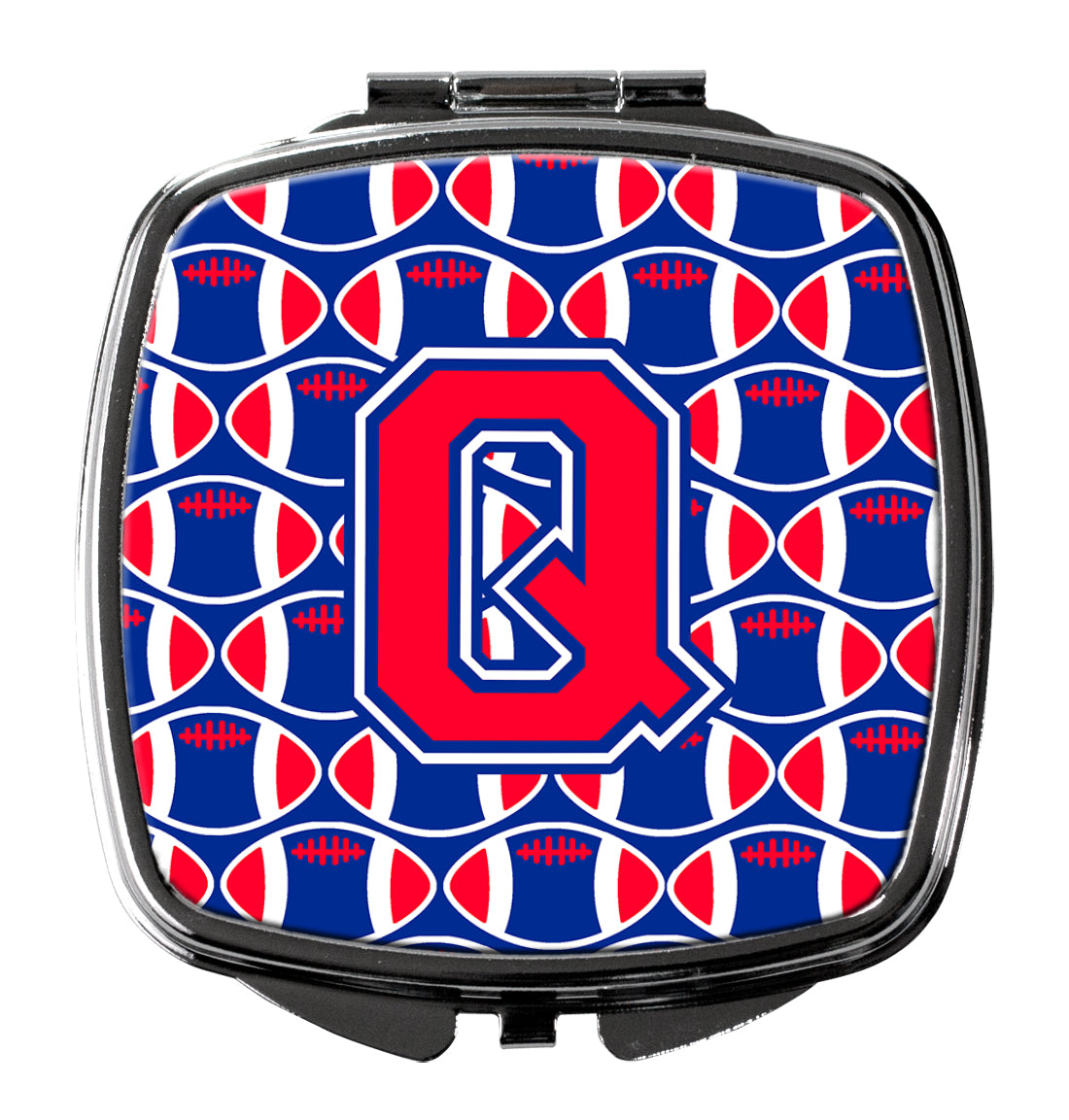 Letter Q Football Harvard Crimson and Yale Blue Compact Mirror CJ1076-QSCM  the-store.com.