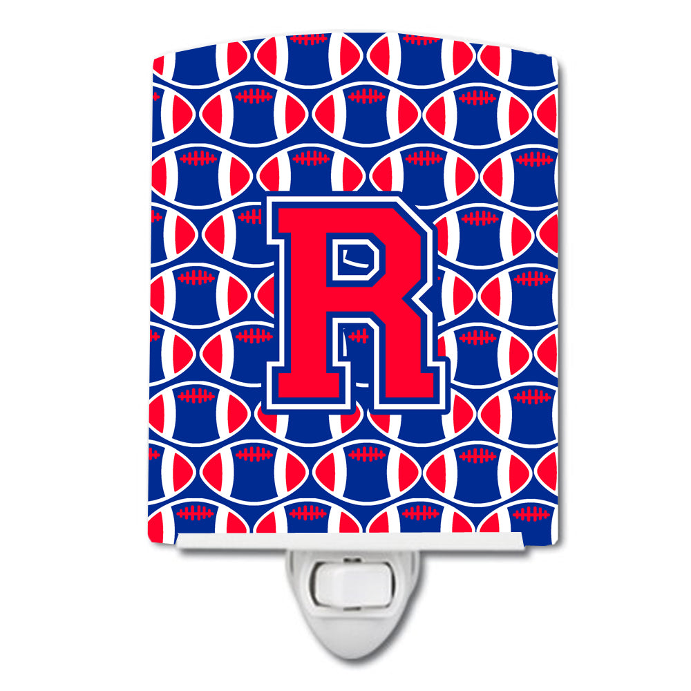 Letter R Football Harvard Crimson and Yale Blue Ceramic Night Light CJ1076-RCNL - the-store.com