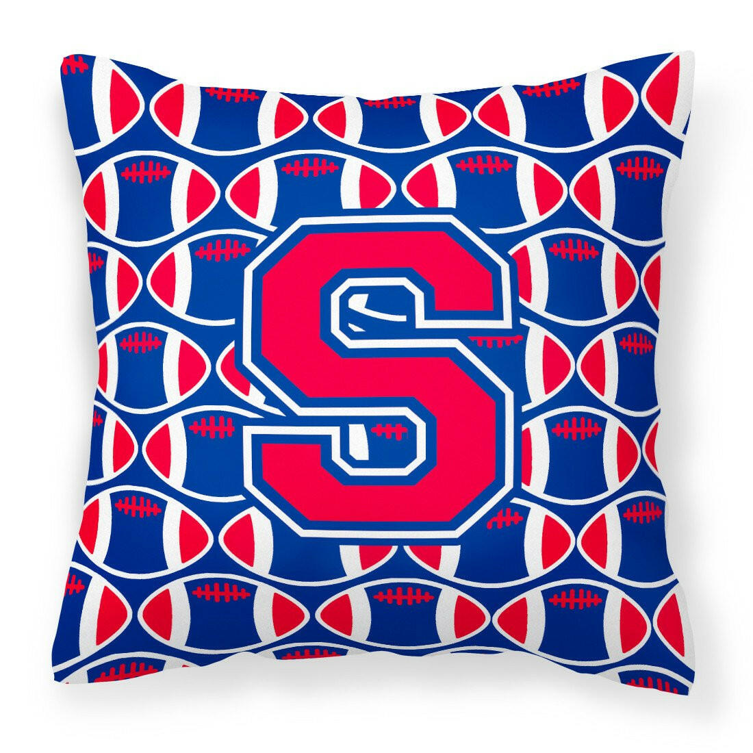 Letter S Football Harvard Crimson and Yale Blue Fabric Decorative Pillow CJ1076-SPW1414 by Caroline's Treasures