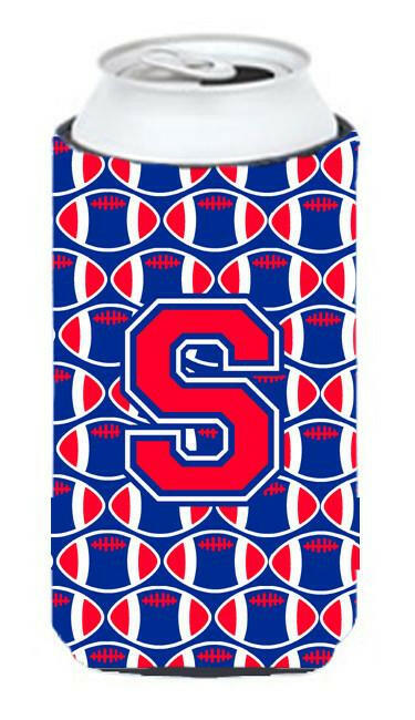 Letter S Football Crimson and Yale Blue Tall Boy Beverage Insulator Hugger CJ1076-STBC by Caroline's Treasures