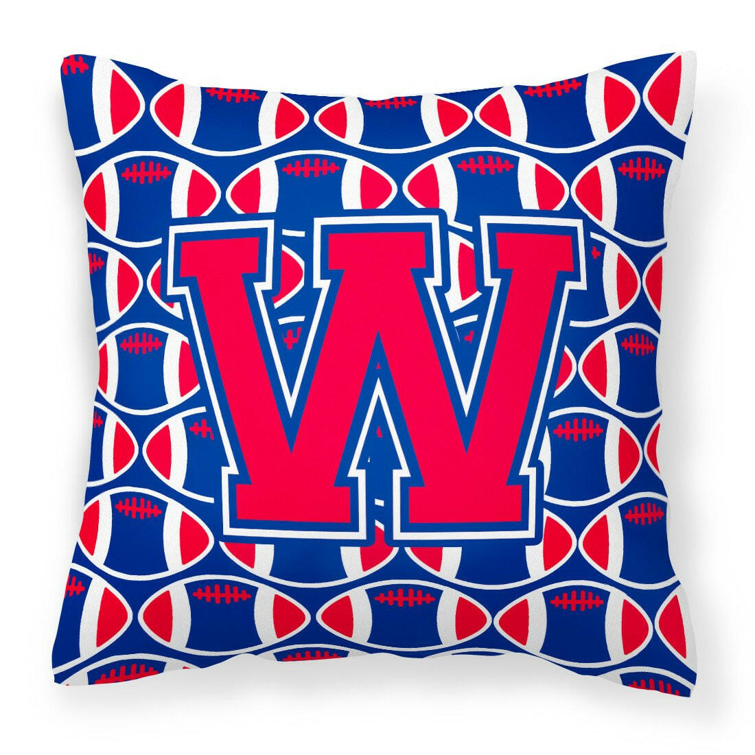 Letter W Football Harvard Crimson and Yale Blue Fabric Decorative Pillow CJ1076-WPW1414 by Caroline's Treasures