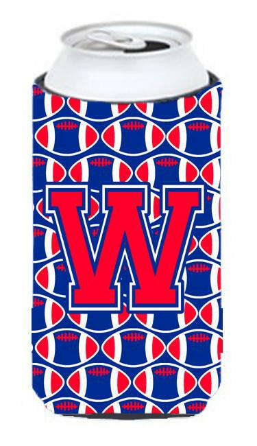 Letter W Football Crimson and Yale Blue Tall Boy Beverage Insulator Hugger CJ1076-WTBC by Caroline's Treasures