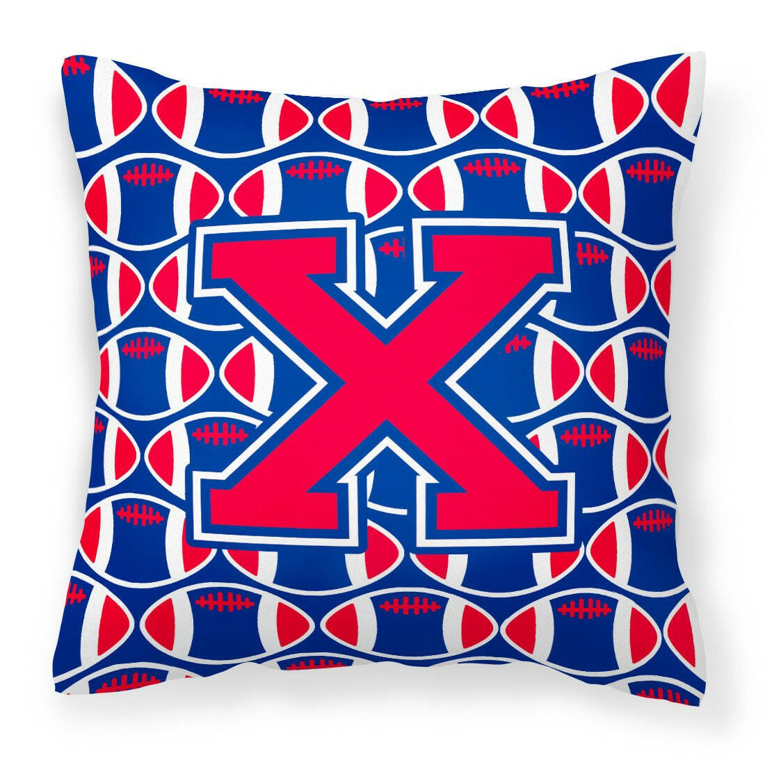 Letter X Football Harvard Crimson and Yale Blue Fabric Decorative Pillow CJ1076-XPW1414 by Caroline's Treasures