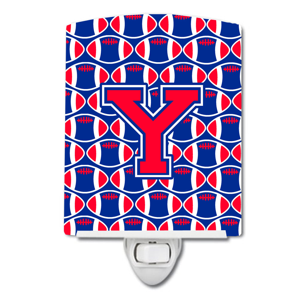 Letter Y Football Harvard Crimson and Yale Blue Ceramic Night Light CJ1076-YCNL - the-store.com