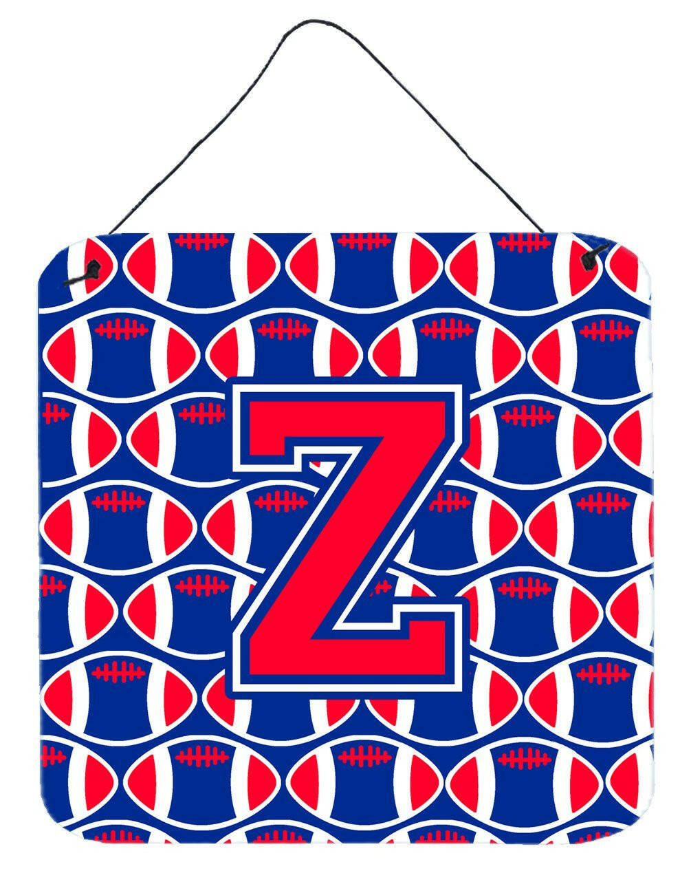 Letter Z Football Harvard Crimson and Yale Blue Wall or Door Hanging Prints CJ1076-ZDS66 by Caroline's Treasures