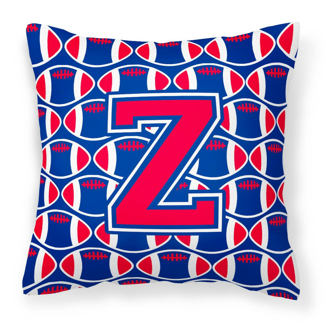 Letter Z Football Harvard Crimson and Yale Blue Fabric Decorative Pillow CJ1076-ZPW1414 by Caroline's Treasures